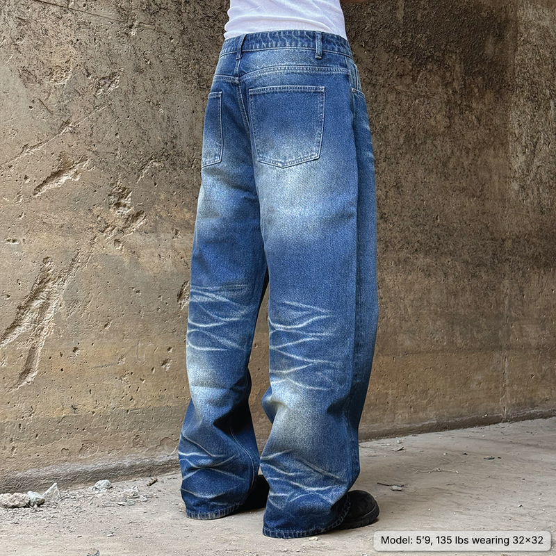Dune Baggy Jeans in Sand-washed Denim