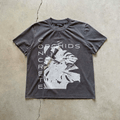Cracked Monstera Tee in Stone - washed Cotton - Concrete Orchids