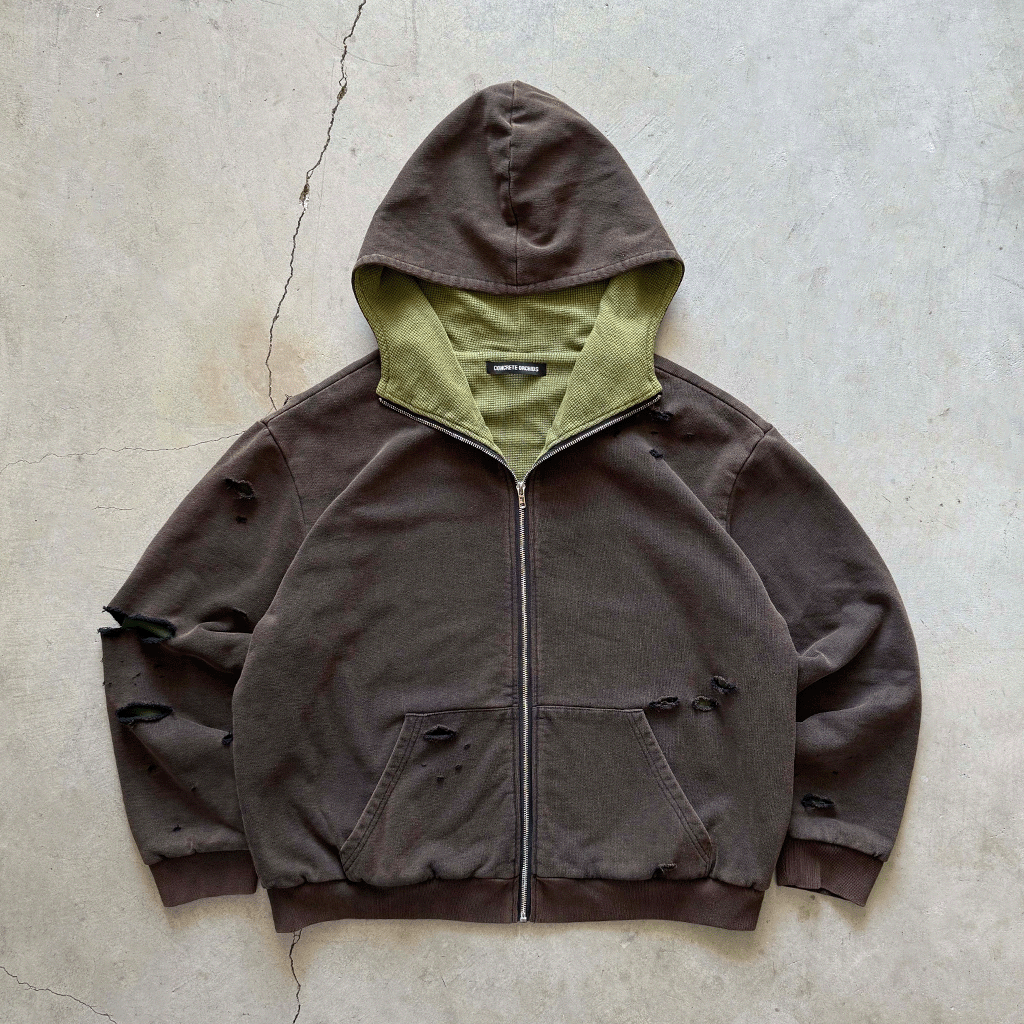 Overgrown Ruin Thermal Hoodie in Burial Cotton