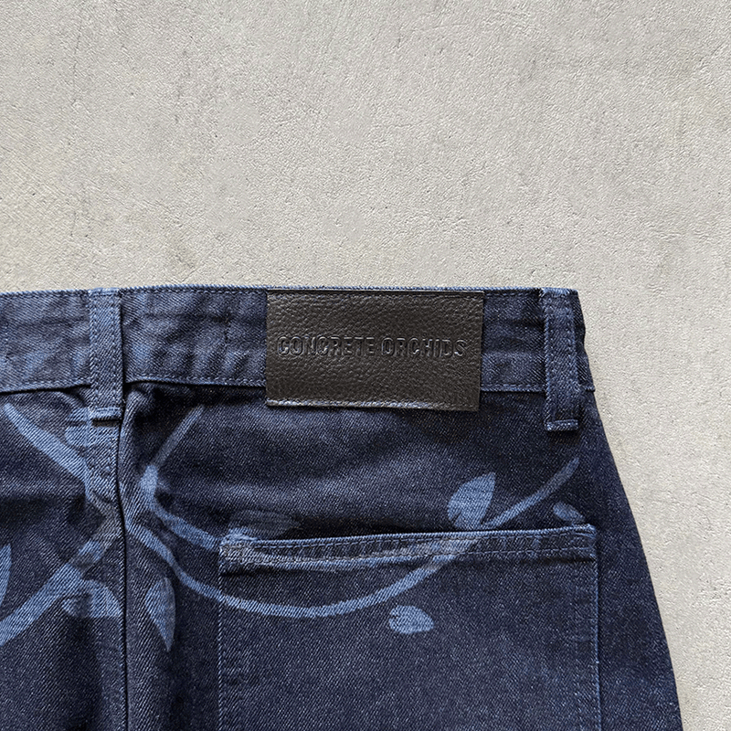 Ivymark Brut Jeans in Laser - etched Selvedge Denim - Concrete Orchids