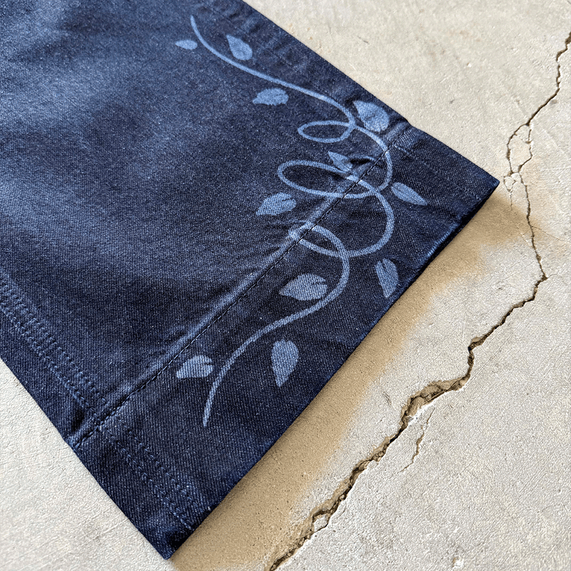 Ivymark Brut Jeans in Laser - etched Selvedge Denim - Concrete Orchids