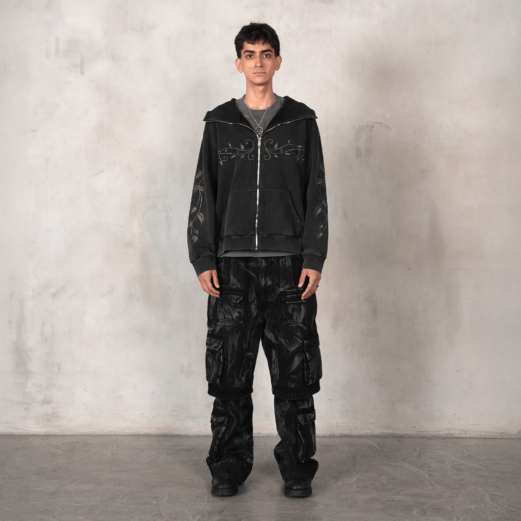 Ivymark Hoodie in Stone - washed Heavy Cotton - Concrete Orchids