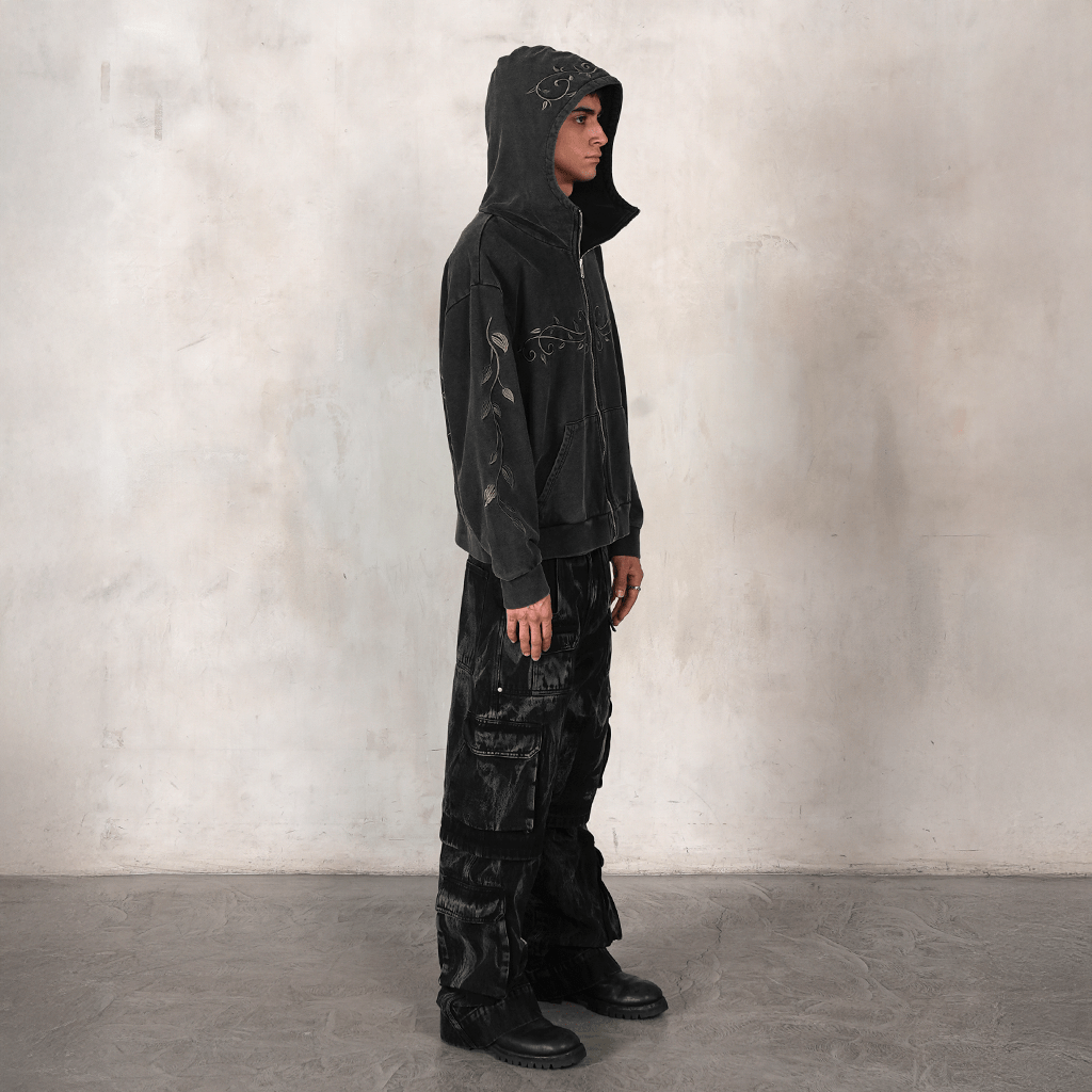 Ivymark Hoodie in Stone - washed Heavy Cotton - Concrete Orchids