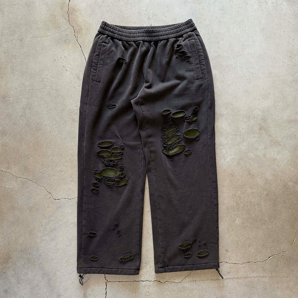 Overgrown Ruin Thermal Baggy Sweatpants in Burial Cotton - Concrete Orchids