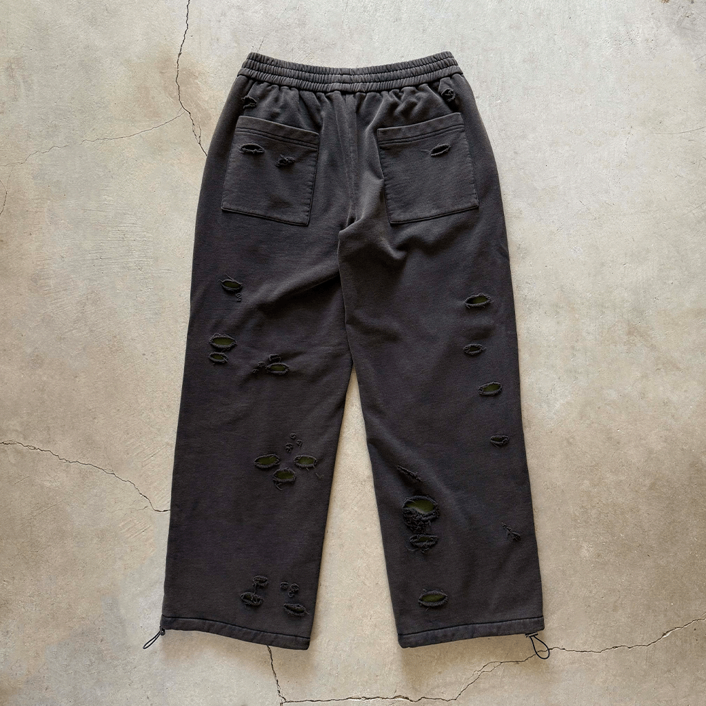 Overgrown Ruin Thermal Baggy Sweatpants in Burial Cotton - Concrete Orchids