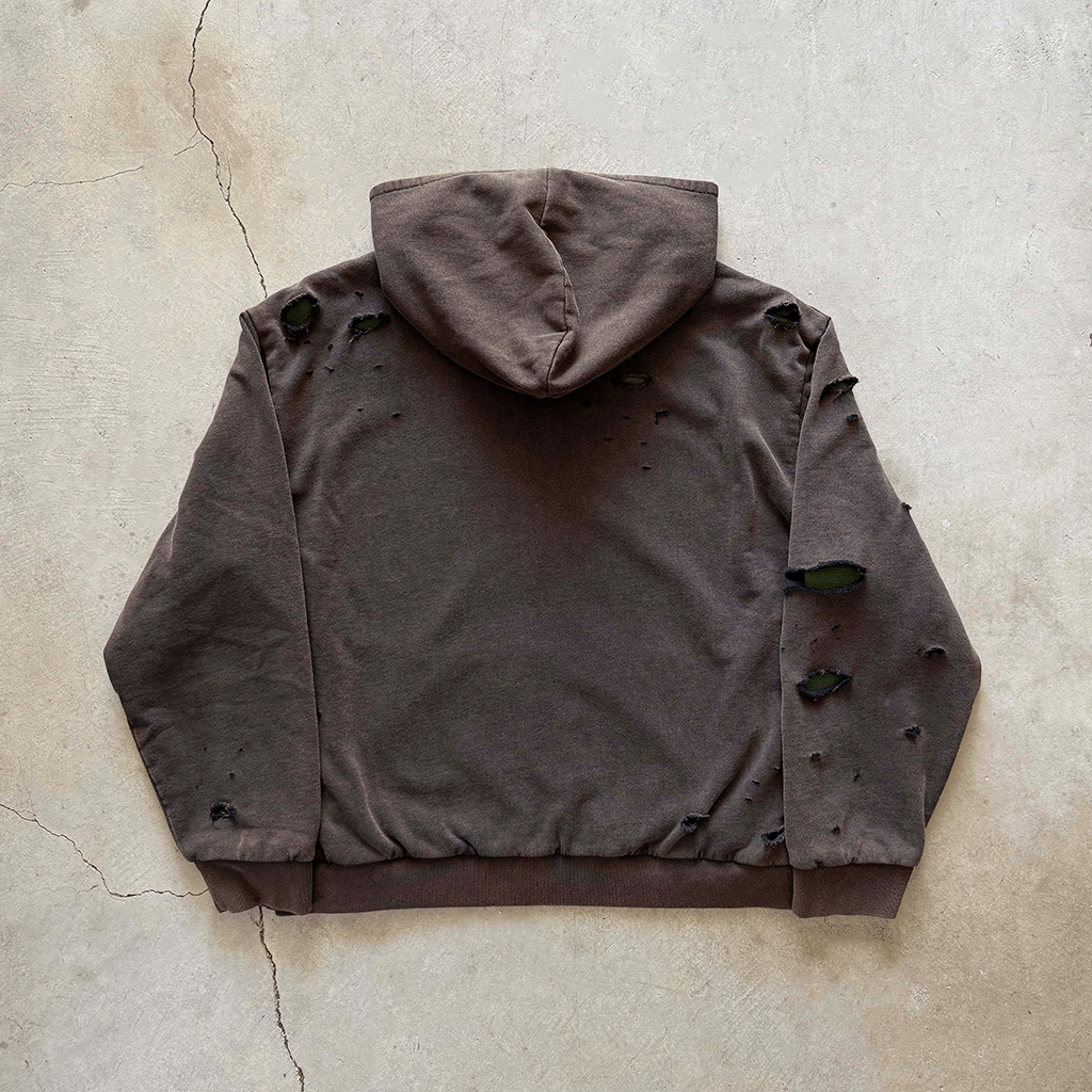 Overgrown Ruin Thermal Hoodie in Burial Cotton - Concrete Orchids
