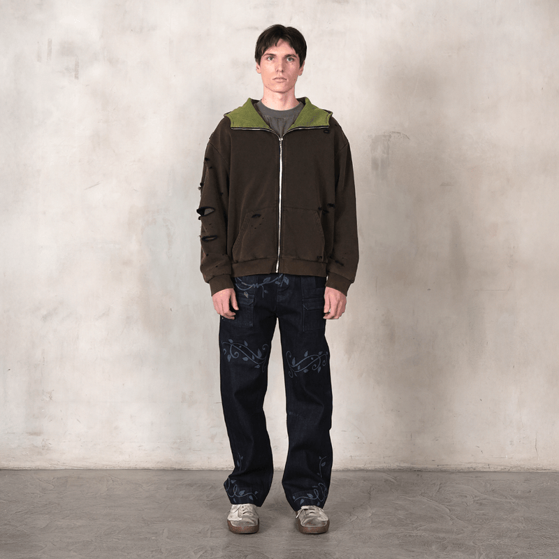 Overgrown Ruin Thermal Hoodie in Burial Cotton - Concrete Orchids