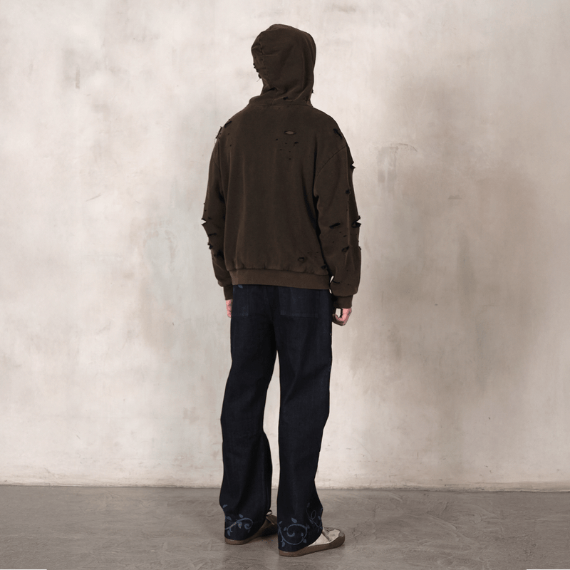 Overgrown Ruin Thermal Hoodie in Burial Cotton - Concrete Orchids