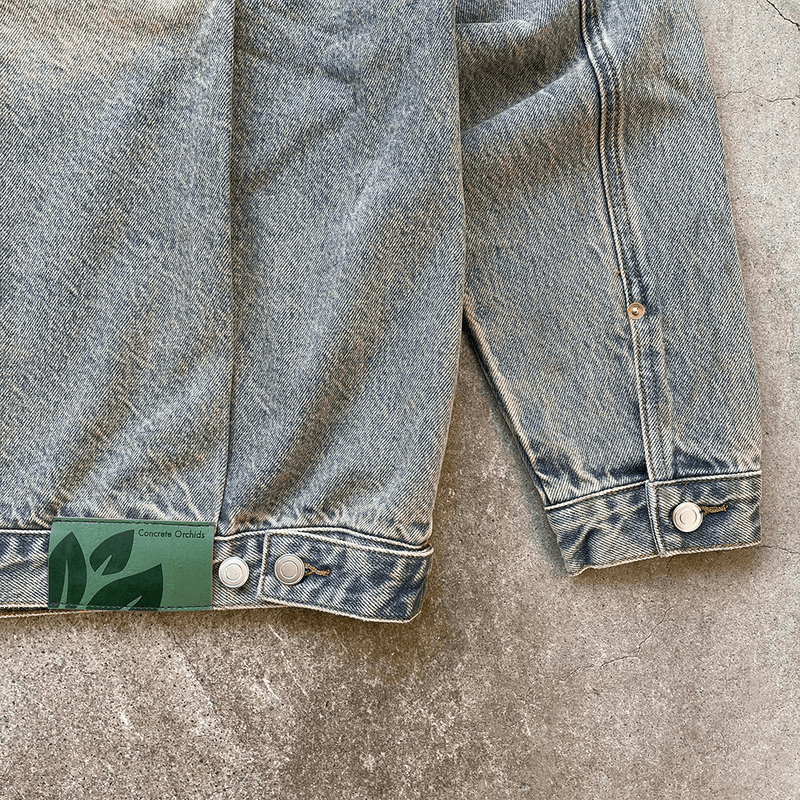Sandwashed Denim Trucker Jacket - Concrete Orchids