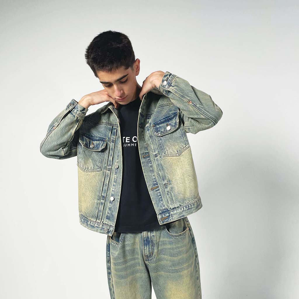 【oan】Allen Sandwashed Denim Jacket Sandwashed Denim Trucker Jacket – Concrete Orchids