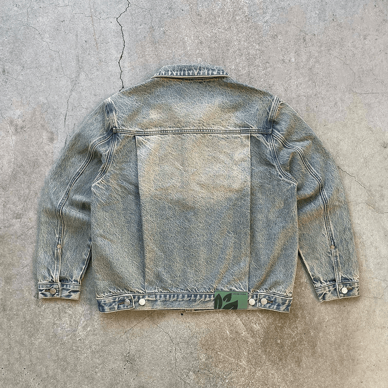 Sandwashed Denim Trucker Jacket - Concrete Orchids