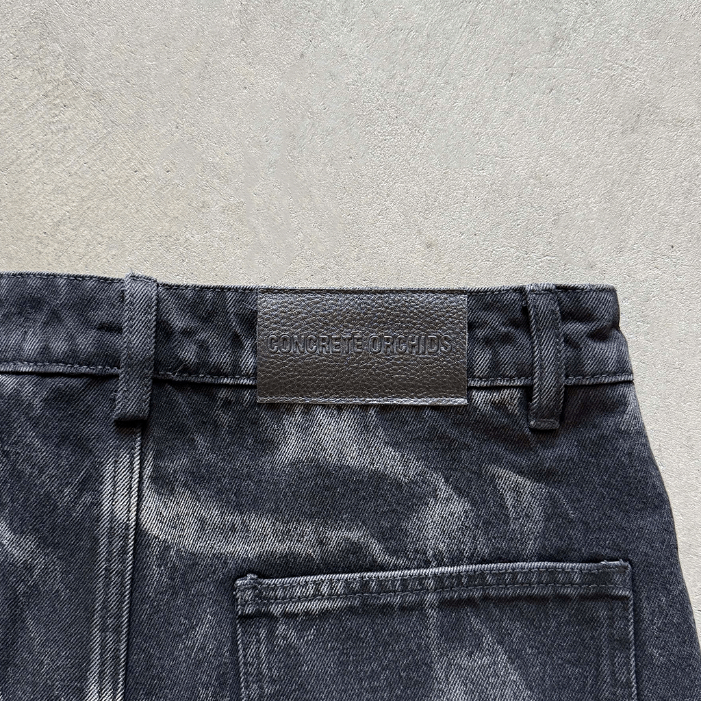 Ziggurat Brut Layered Cargo Pants in Smolder Denim - Concrete Orchids